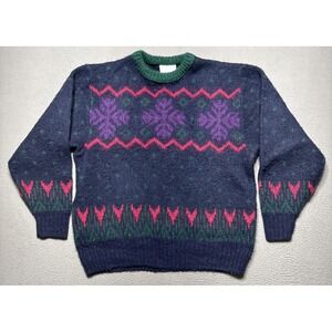 Vintage ALAFOSS Icewool Iceland Sweater Womens Small Fair Isle Nordic Pullover